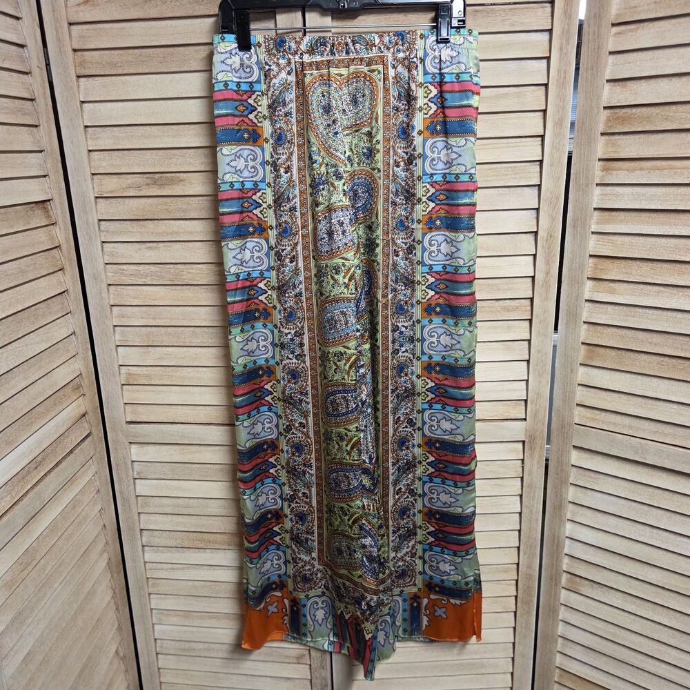 Chico's Mixed Paisley Print Palazzo Pants Bright Boho Wide Leg Size 0.5 Small